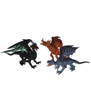 Dragons 9" Poseable Action Figures 3 Piece Fantasy Mythical Dragons Lot NWOT